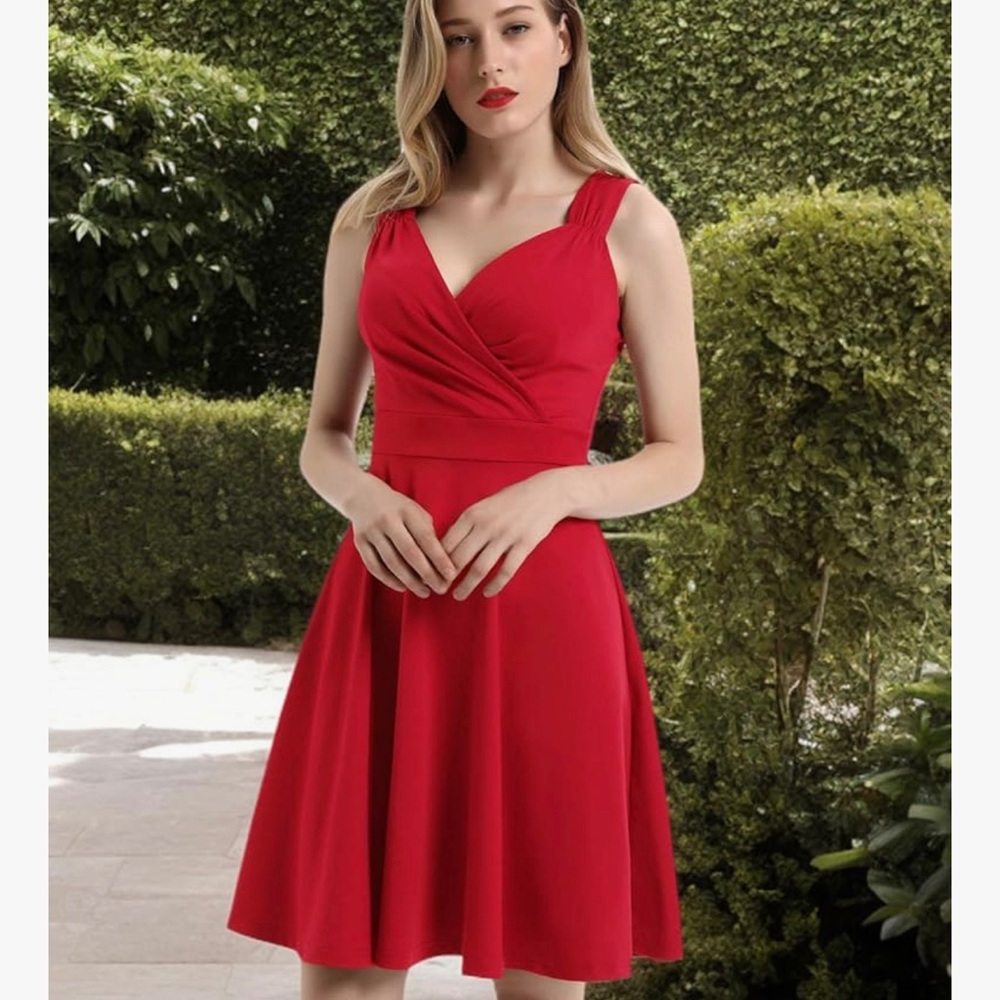 GRACE KARIN Sleeveless Wrap V-Neck A-line Bridesmaid Cocktail Party Dress - Picture 3 of 12